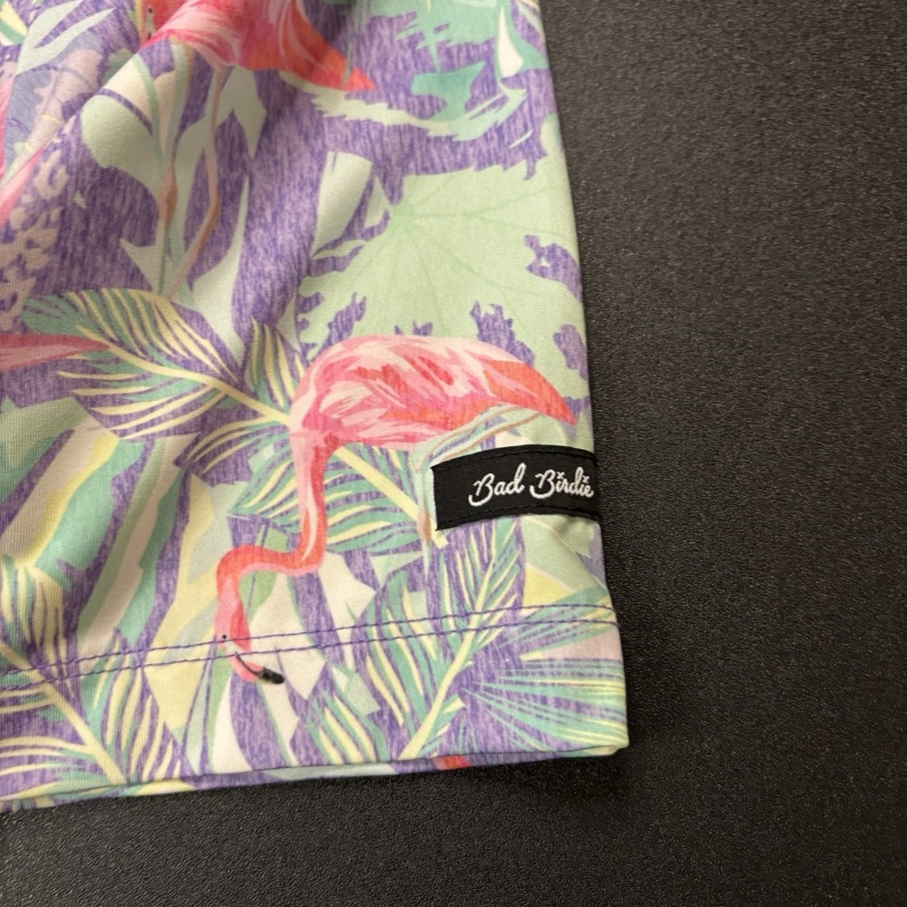 Bad Birdie Performance Polo Shirt Men's XL Flamingo All Over Print Floral Golf - Picture 5 of 11